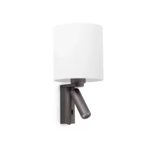 Image of Rob 1 Light Indoor Wall Reading Light White with Shade, E27