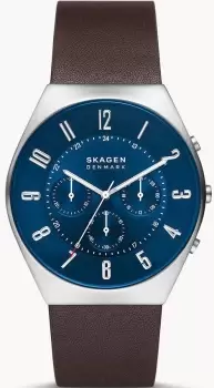 image of Skagen Watch Grenen Chronograph Espresso Leather Mens