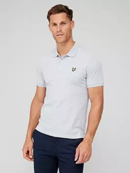 image of Lyle & Scott Mens Plain Organic Cotton Polo Shirt S - Chest 36-38' (91-96cm) LIGHT GREY MARL LYL113-D24-S