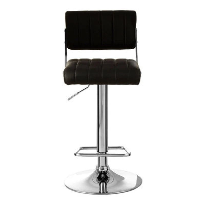 Image of Premier Housewares Interiors by Premier Light Grey Seat and Chrome Base Bar Stool, Adjustable Height Kitchen Bar Stool, Footrest Swivel Barstool Metal