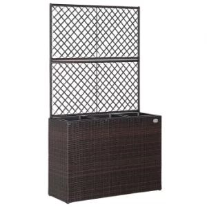 image of Poly Rattan Trellis Planter Brown 83x30.5x146cm