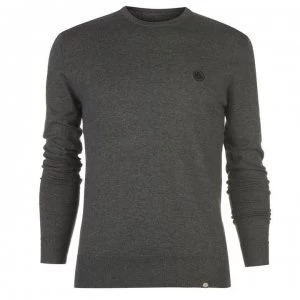 image of Pretty Green Hinchcliffe Crew Neck Jumper - Dk Grey Marl