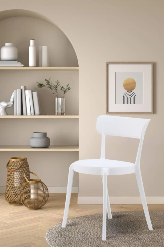 Image of Fusion Living Plastic Bistro Dining Chair White