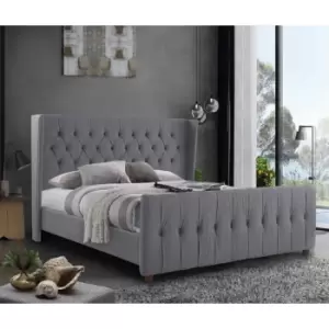 Image of Clarita Bed Double Plush Velvet Grey