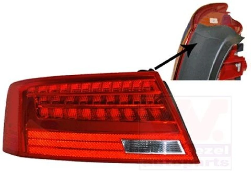 Image of VAN WEZEL 0383925 Rear light Outer section, with bulb holder, Left, LED Combination Rearlight (391)