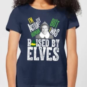 Image of Elf Raised By Elves Womens Christmas T-Shirt - Navy - L