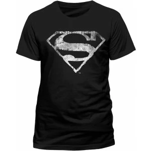 image of Superman - Logo Mono Distressed Mens Small T-Shirt - Black