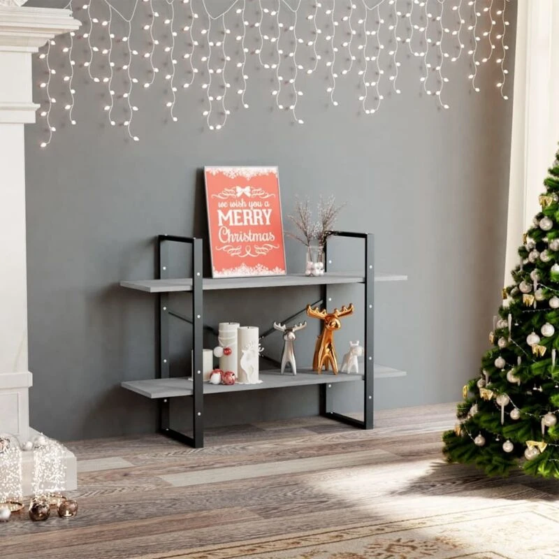 Image of VIDAXL 2-Tier Book Cabinet Concrete Grey 100x30x70cm Engineered Wood Vidaxl 8720286567616