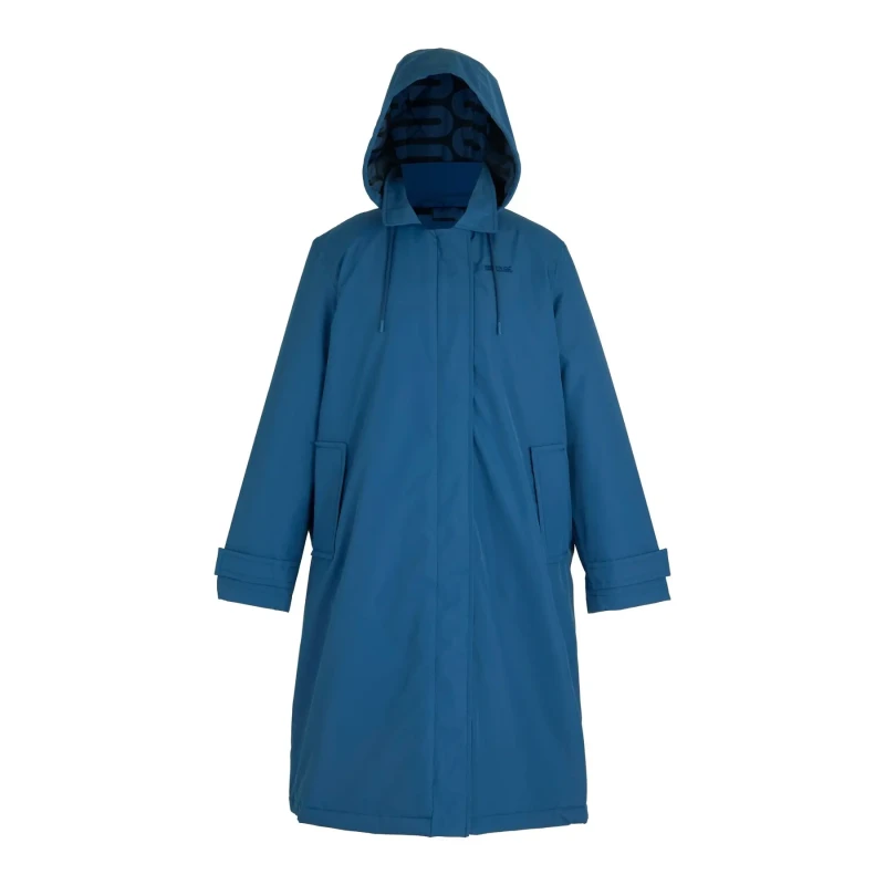 Image of Regatta Womens Orla Mac Hooded Breathable Waterproof Insulated Jacket in Blue Size: 14 Blue Female 14