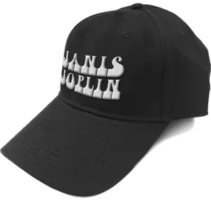 image of Janis Joplin - White Logo Mens Baseball Cap - Black