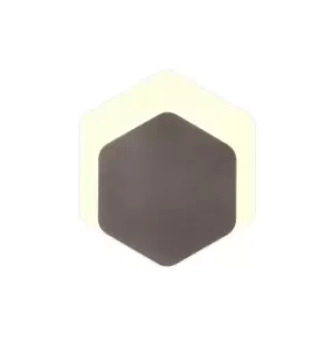 Image of Magnetic Base Wall Lamp, 12W LED 3000K 498lm, 15, 19cm Vertical Hexagonal Bottom Offset, Coffee, Acrylic Frosted Diffuser