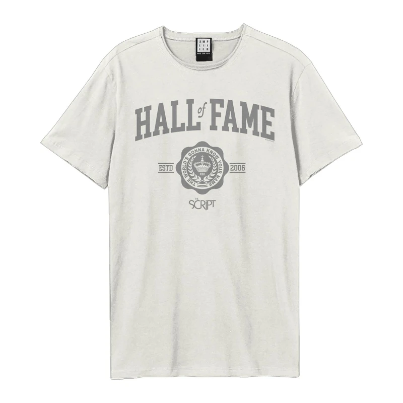 Image of Amplified Amplified Men Hall Of Fame The Script T-Shirt in White Size: X-Small White XS Male 5063652170076