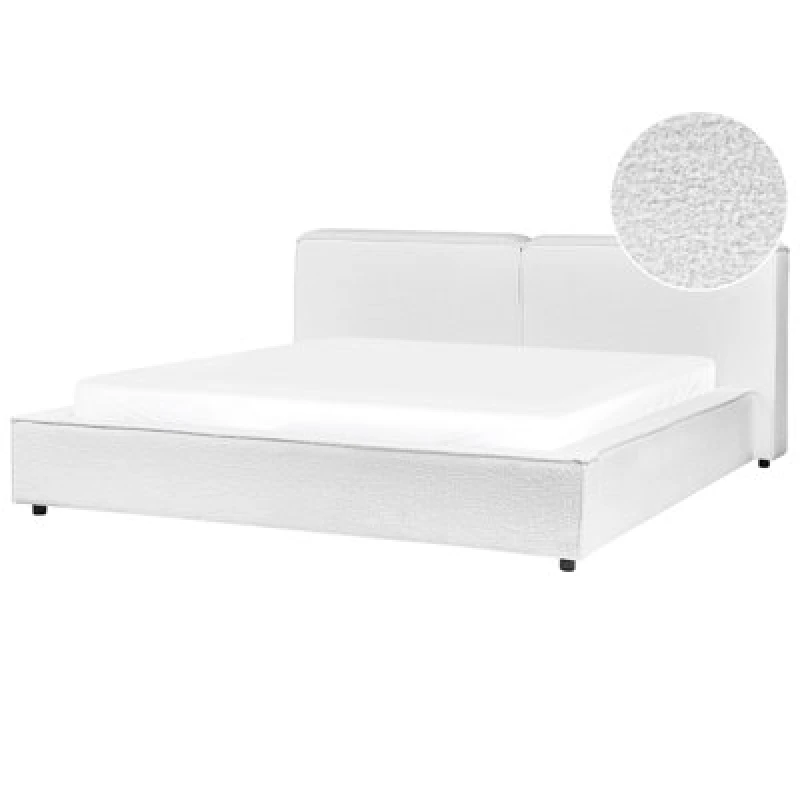 Image of Beliani Bed Boucle Linards 180 X 200 Cm (Eu Super King) White