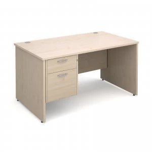 Image of Maestro 25 PL Straight Desk With 2 Drawer Pedestal 1400mm - Maple pane