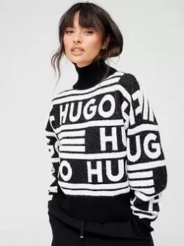 Image of HUGO Sismina Logo Jumper - Black, Size L, Women