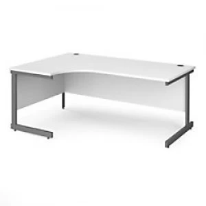 image of Dams International Left Hand Ergonomic Desk with White MFC Top and Graphite Frame Cantilever Legs Contract 25 1800 x 1200 x 725 mm