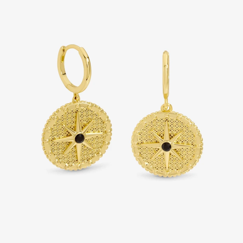 Image of Inicio 14K Gold Plated Jet Star Charm Earrings Gold female One Size