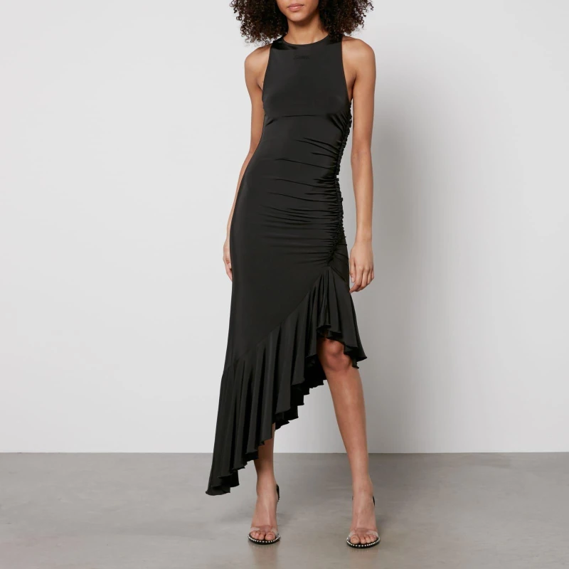 Image of ROTATE Birger Christensen Slinky Asymmetric Dress Black female 10