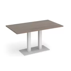 Image of Eros rectangular dining table with flat white rectangular base and twin uprights 1400mm x 800mm - barcelona walnut