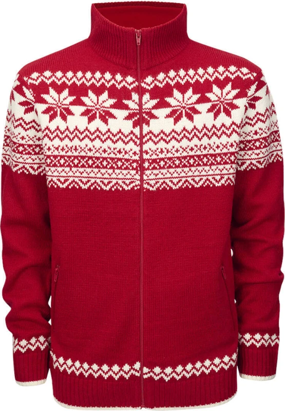 Image of Brandit Norweger Zip Pullover, white-red, Size M for Men