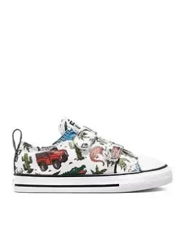 image of Converse Chuck Taylor All Star 2v Desert Explorer Toddler Ox Trainers, White/Grey, Size 6