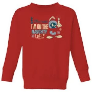 Image of Looney Tunes Martian Who Said Im On The Naughty List Kids Christmas Sweatshirt - Red - 9-10 Years