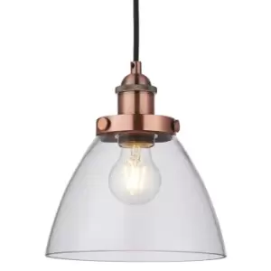 image of Hanging Ceiling Pendant Light COPPER & GLASS Shade Industrial Lamp Bulb Holder