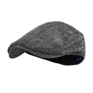 image of Brave Soul Mens Checked Flat Cap (One Size) (Charcoal)