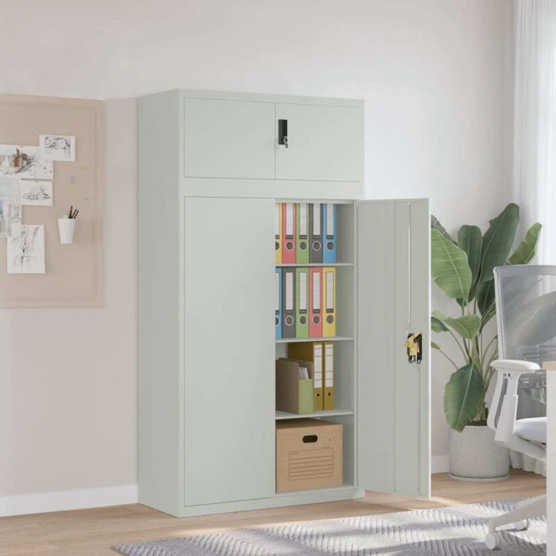 Image of Vidaxl File Cabinet Light Grey 90X40X180 Cm Steel, Grey 3188319