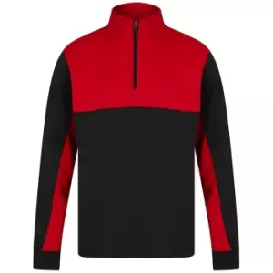 Image of Finden & Hales Unisex Adult Quarter Zip Fleece Top (M) (Black/Red)