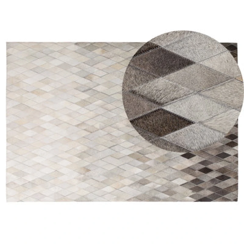 Image of Beliani Rug Maldan Beige 140 X 200 Cm Leather