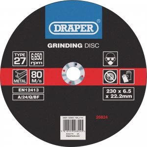 Image of Draper Depressed Centre Grinding Disc 230mm 6mm 22mm