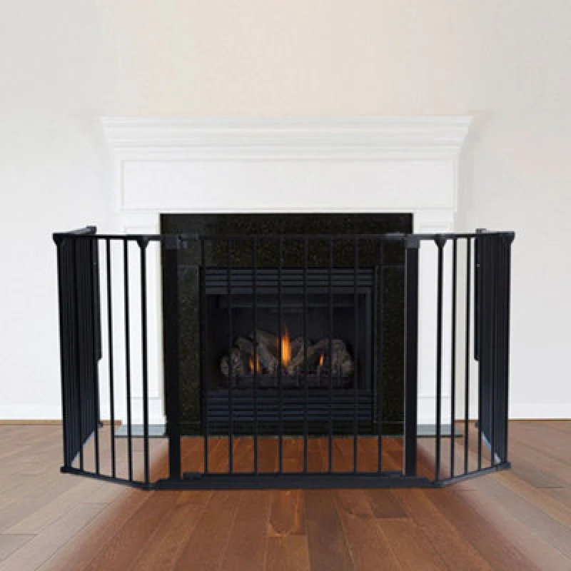 Image of Safetots Multi Panel Fire Surround, 88Cm Deep X 104Cm Wide, Black, 70Cm Tall, Child And Pet Safety, Baby And Toddler Fire Guard