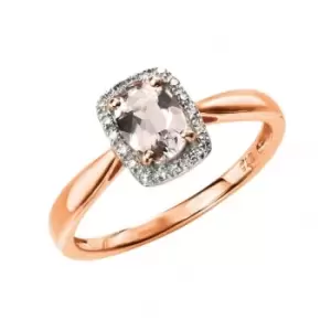 Image of Elements 9ct Rose Gold Diamond And Morganite Ring GR517P