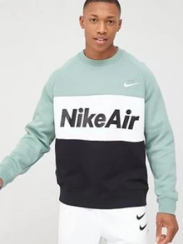 Image of Nike Sportswear Nike Air Fleece Crew - Pine, Pine, Size XL, Men
