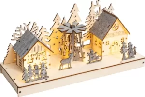 image of St Helens H&G Wooden Light Up Festive Scene