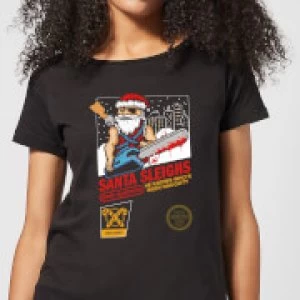 Image of Santa Sleighs - Black Womens T-Shirt - 3XL - Black
