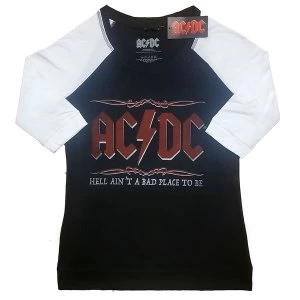 Image of AC/DC - Hell Ain't A Bad Place Ladies Large T-Shirt - Black,White