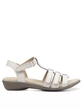 Image of Hotter Sol Wide Fitting Strappy Leather Sandal - Ivory, Beige, Size 4, Women