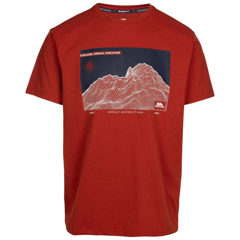 Image of Trespass Trespass Men Sirgis Mountain TP75 T-Shirt in Coral Size: Medium Coral M Male 5063527152077