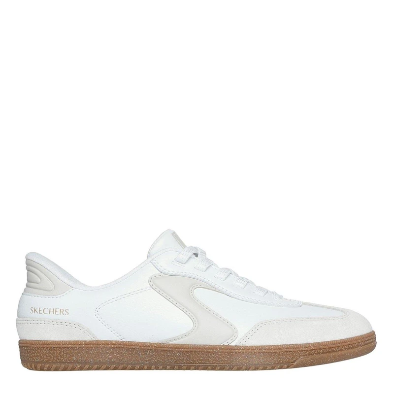 Image of Skechers Duraleather & Suede Overlay Bungee Low-Top Trainers Womens White/Neutral female 4 (37)