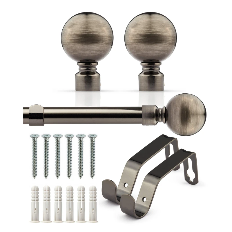 Image of Emma Barclay Curtain Pole Extendable Ball Black Silk unisex 120-210cm