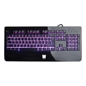 image of WASDKEYS K300 Gaming Keyboard with Virtual Mechanical Keys and Backlit Illumination (UK Layout)