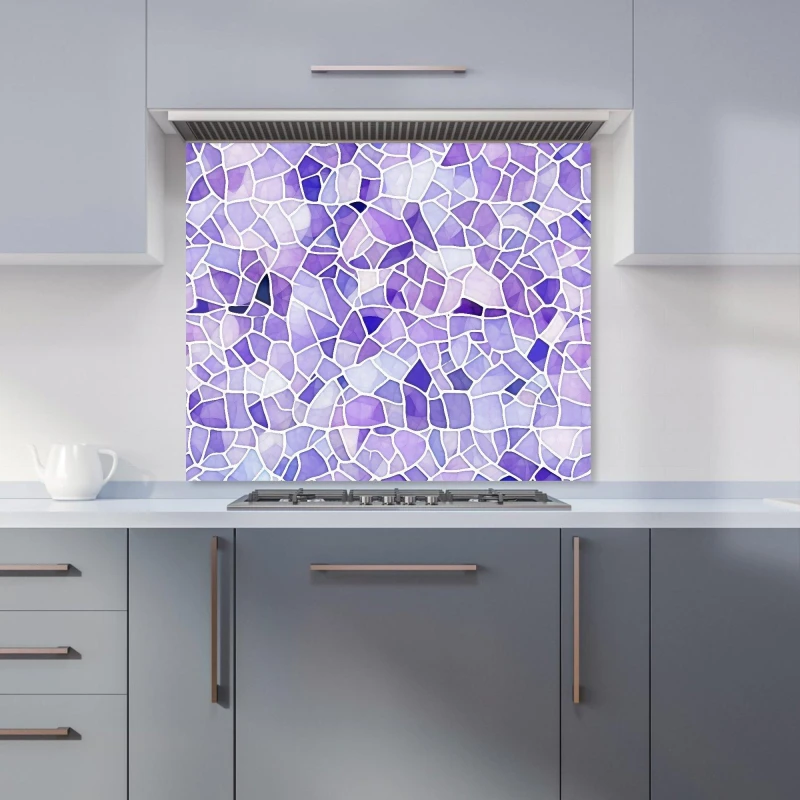 Image of Warren Reed - Designer Purple & White Mosaic Design Kitchen Splashback Size: 600mm x 750mm Purple Unisex 600mm x 750mm