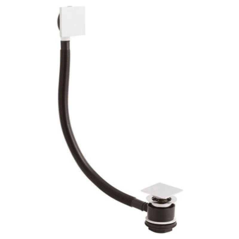 Image of Balterley Bath Push Button Waste Square Overflow for Baths up to 10mm Thick Silver unisex