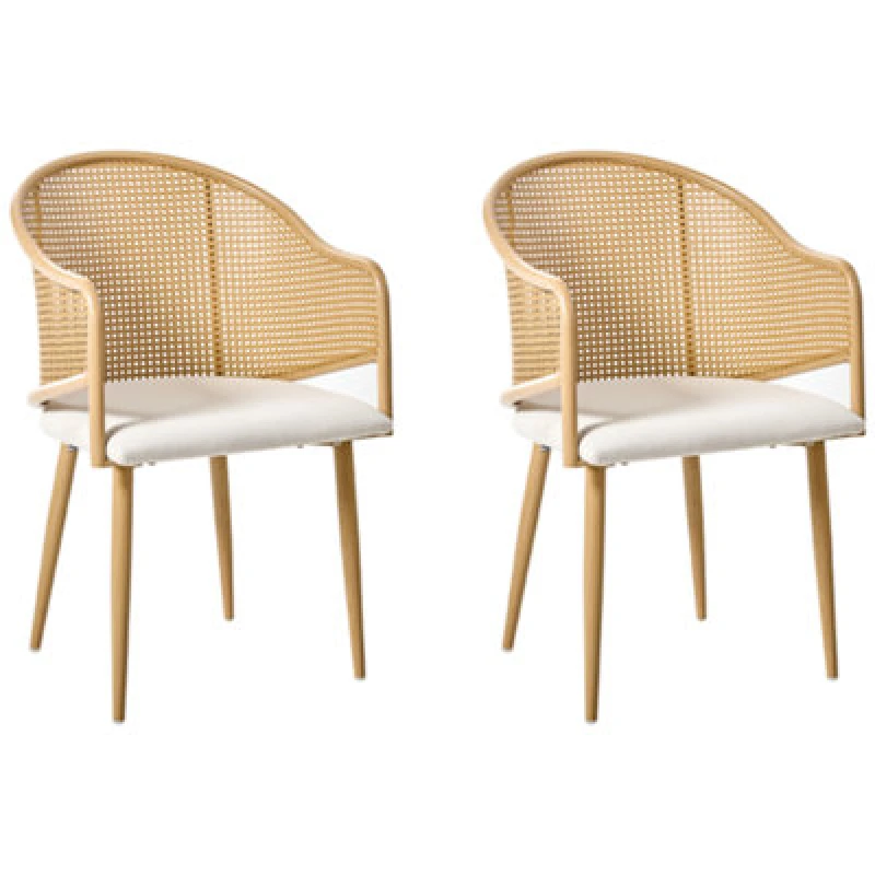 Image of Beliani Set Of 2 Dining Chairs Weimar Metal Light Brown