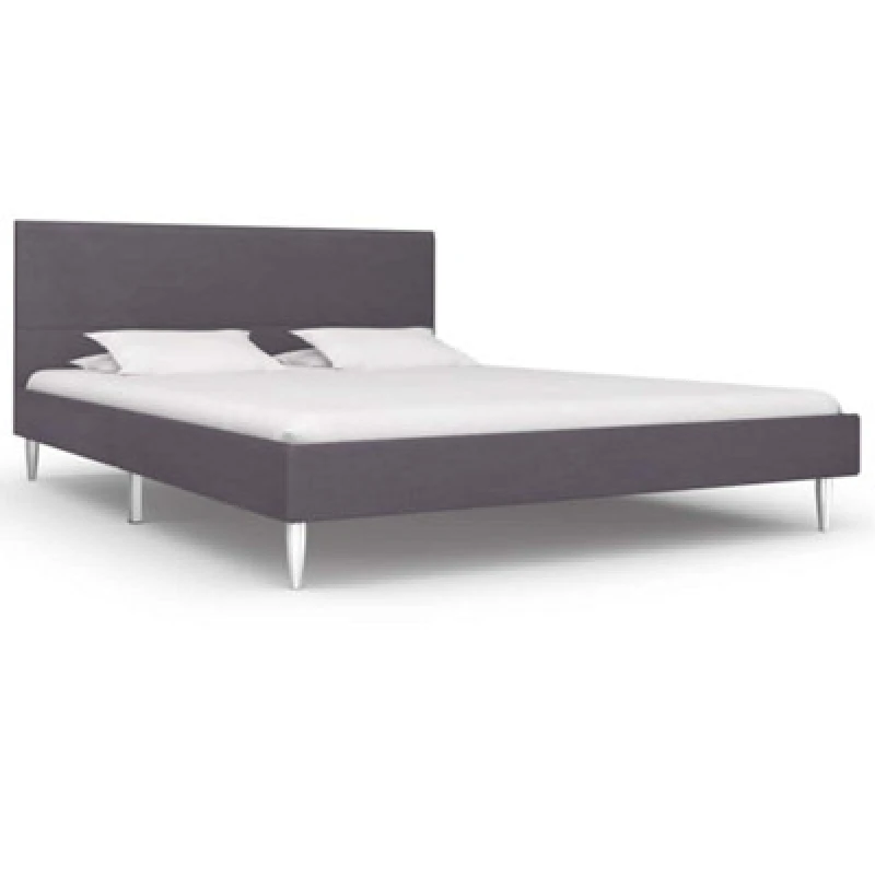 Image of Vidaxl Bed Frame Without Mattress Grey Fabric 135X190 Cm Double