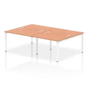 image of Impulse Bench B2B 4 Person 1200 White Frame Office Bench Desk Beech