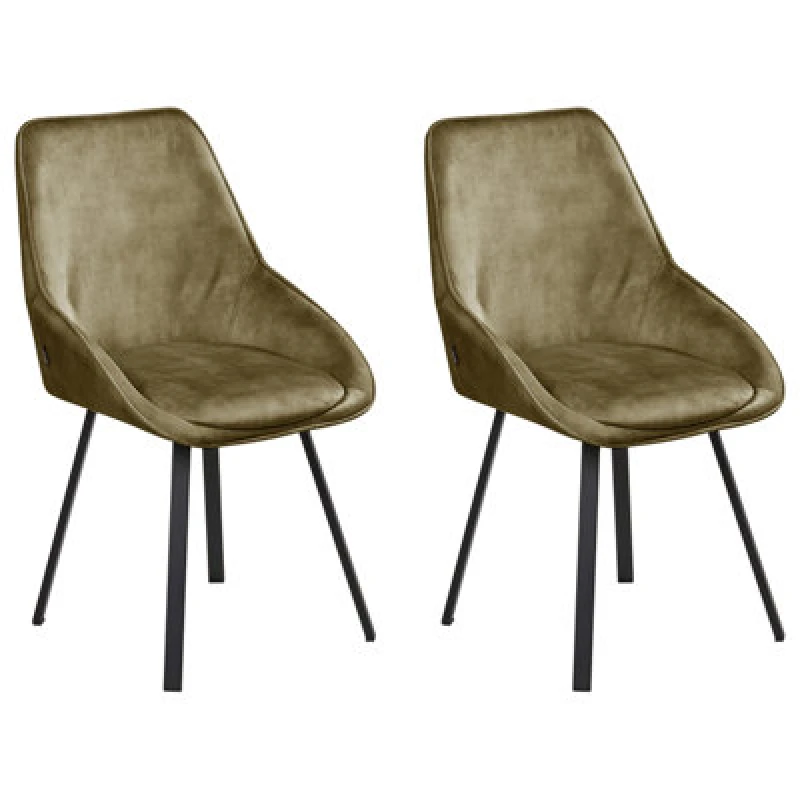 Image of Beliani Set Of 2 Dining Chairs Swivel Terlton Velvet Green
