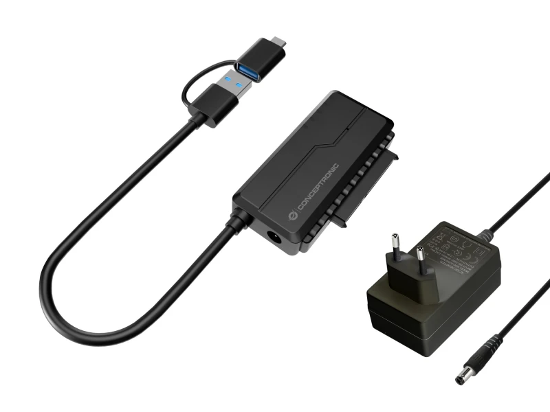Image of Conceptronic ABBY21B USB 3.0 SATA Adapter with Power Adapter. 2.5"
